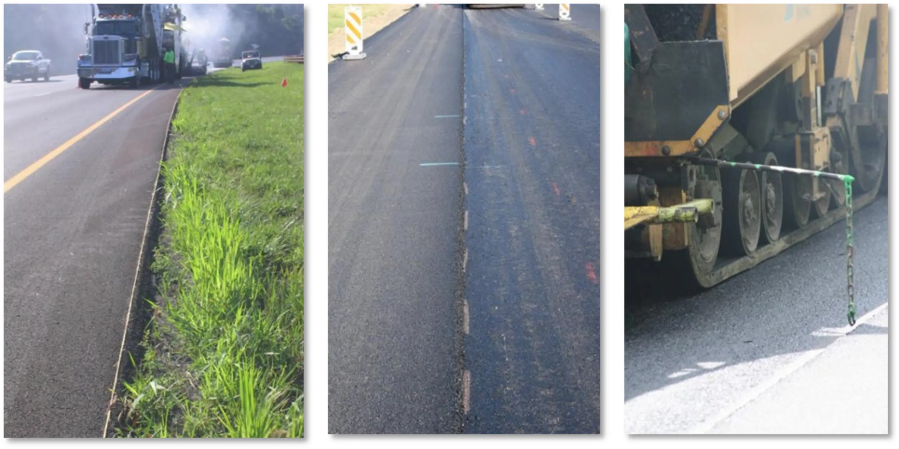 Figure 128. Paving in a Straight Line with Stringline, Skip Paint, and Guide on Paver