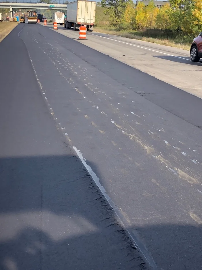 Figure 174. Roller Marks in a Freshly Laid Asphalt Pavement